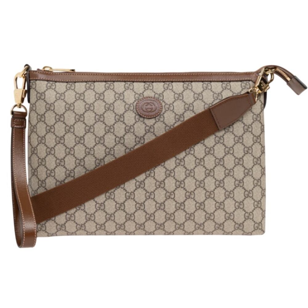$2050 NEW GUCCI GG ZIP CROSSBODY WRISTLET LARGE BAG UNISEX AUTHENTIC!